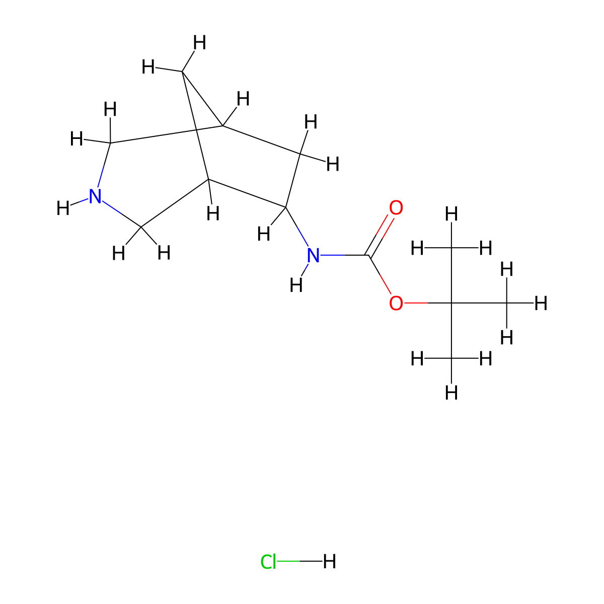 tert-butyl N-(3-azabicyclo(3.2.1)octan-6-yl)carbamate hydrochloride molecular structure, CAS 2470435-77-7