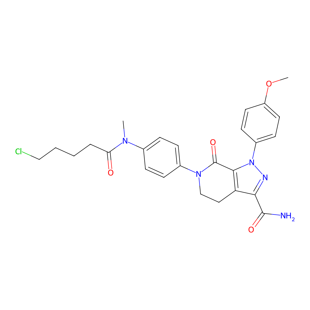6-[4-(5-chloro-N-methylpentanamido)phenyl]-1-(4-methoxyphenyl)-7-oxo-1H,4H,5H,6H,7H-pyrazolo[3,4-c]pyridine-3-carboxamide molecular structure, CAS 2470435-82-4