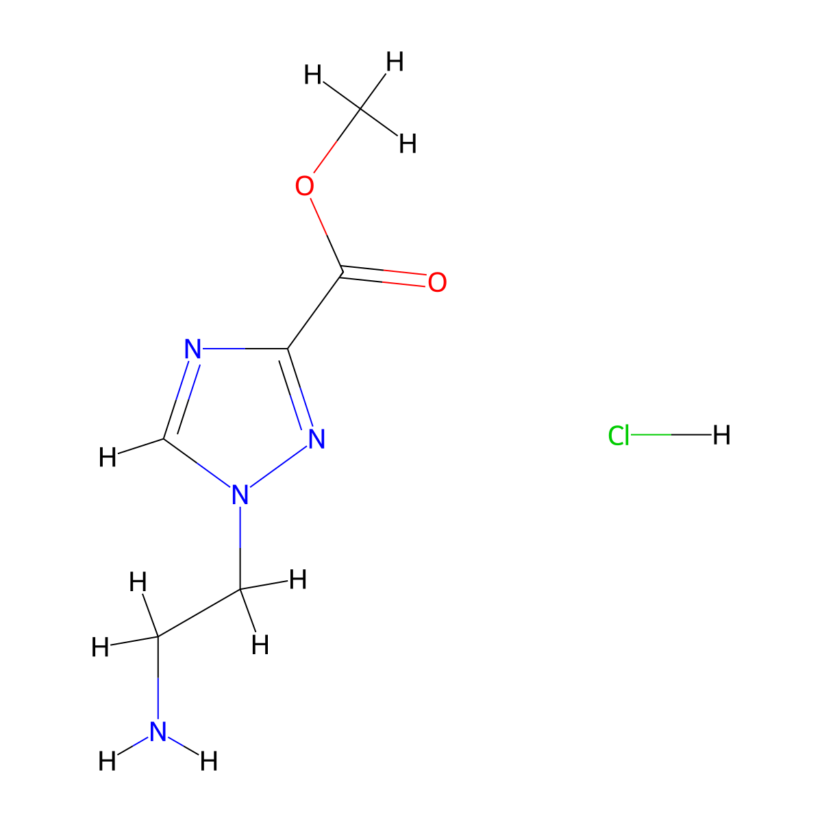methyl 1-(2-aminoethyl)-1H-1,2,4-triazole-3-carboxylate hydrochloride molecular structure, CAS 2470435-84-6