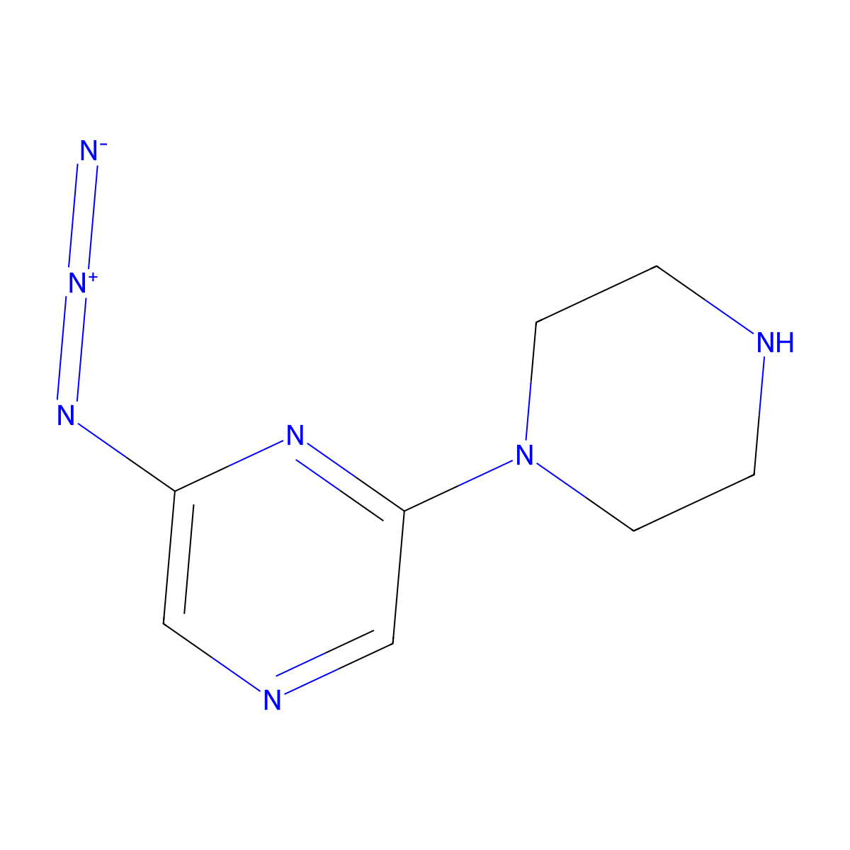 2-Azido-6-(piperazin-1-yl)pyrazine molecular structure, CAS 2470435-88-0