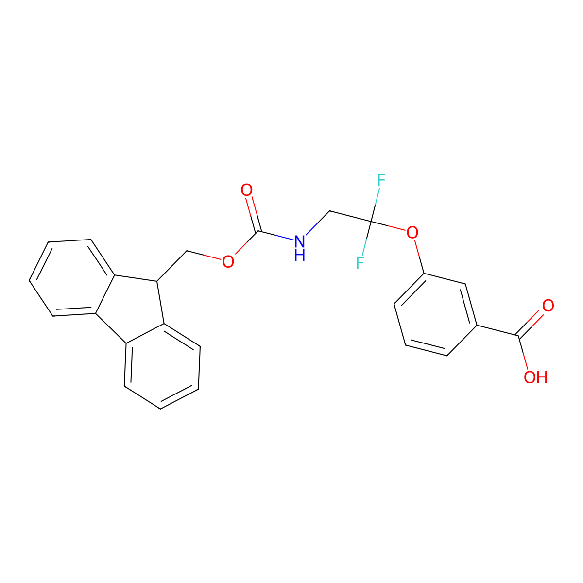 3-[2-(9H-Fluoren-9-ylmethoxycarbonylamino)-1,1-difluoroethoxy]benzoic acid molecular structure, CAS 2470435-92-6