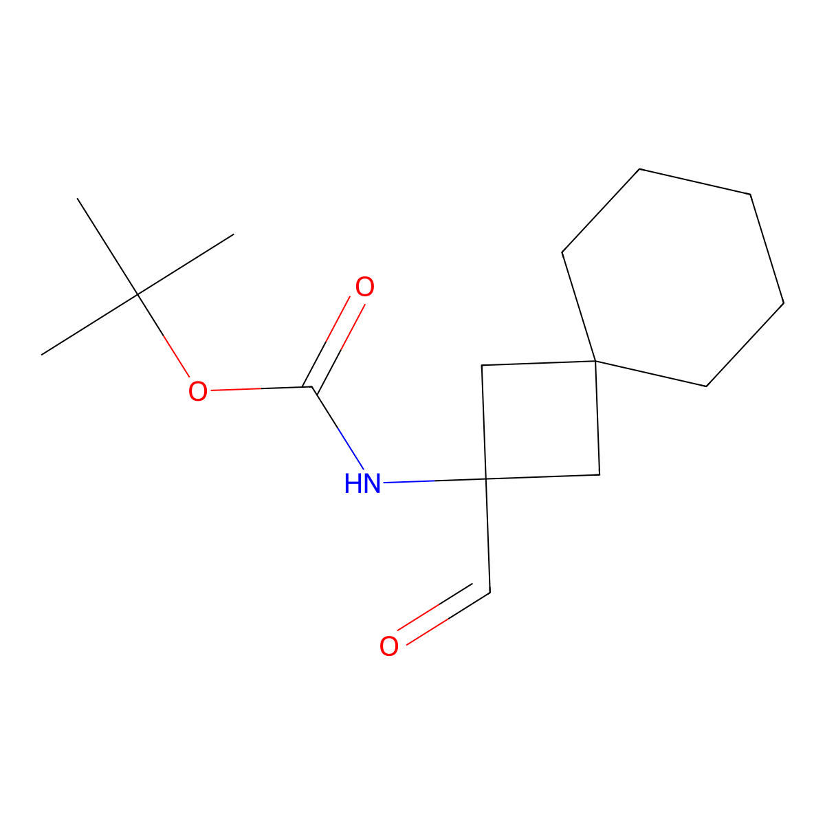 tert-butylN-{2-formylspiro[3.5]nonan-2-yl}carbamate molecular structure, CAS 2470435-94-8