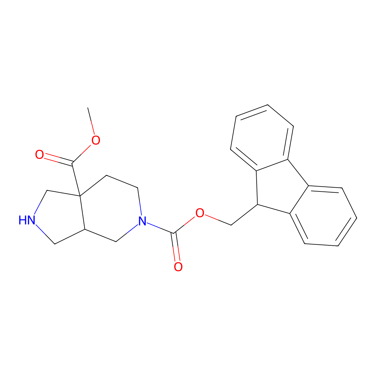 5-(9H-fluoren-9-yl)methyl 7a-methyl octahydro-1H-pyrrolo[3,4-c]pyridine-5,7a-dicarboxylate molecular structure, CAS 2470436-06-5