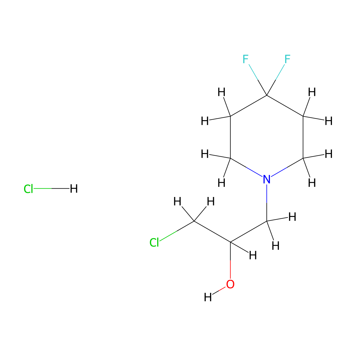 1-Chloro-3-(4,4-difluoropiperidin-1-yl)propan-2-ol hydrochloride molecular structure, CAS 2470436-08-7