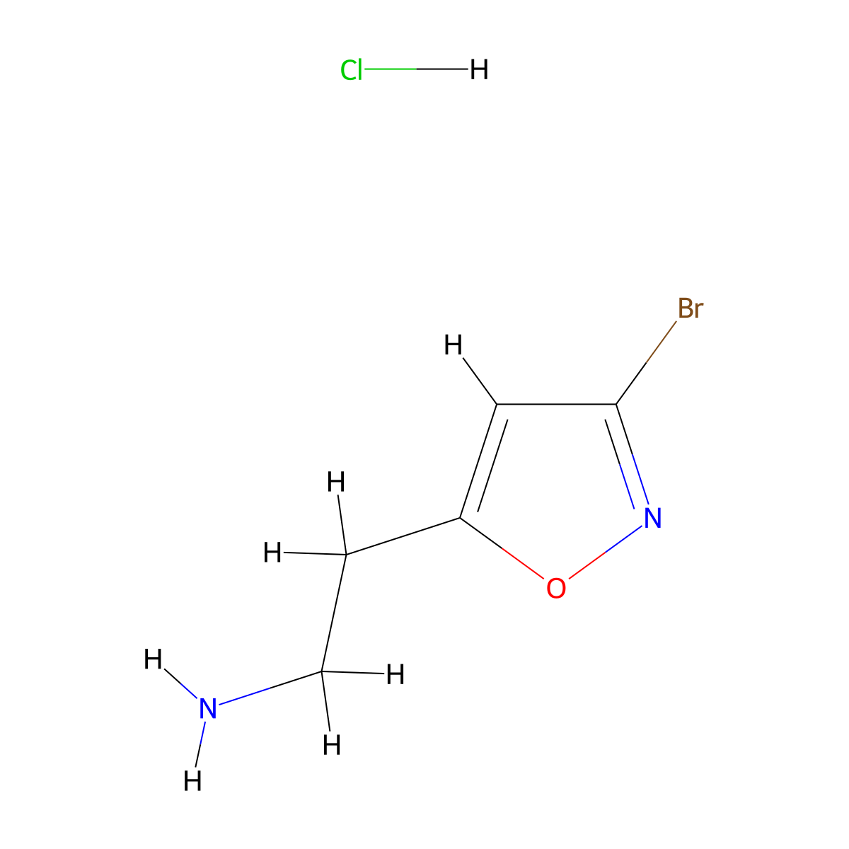 2-(3-Bromo-isoxazol-5-yl)-ethylamine hydrochloride molecular structure, CAS 2470436-09-8