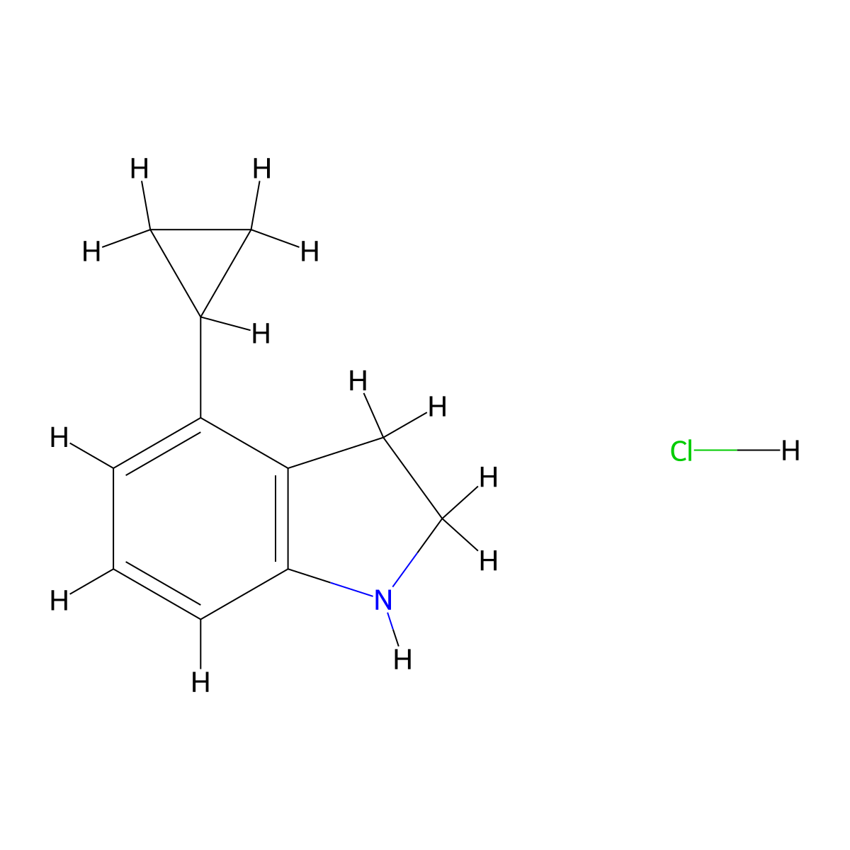 4-cyclopropyl-2,3-dihydro-1H-indolehydrochloride molecular structure, CAS 2470436-10-1