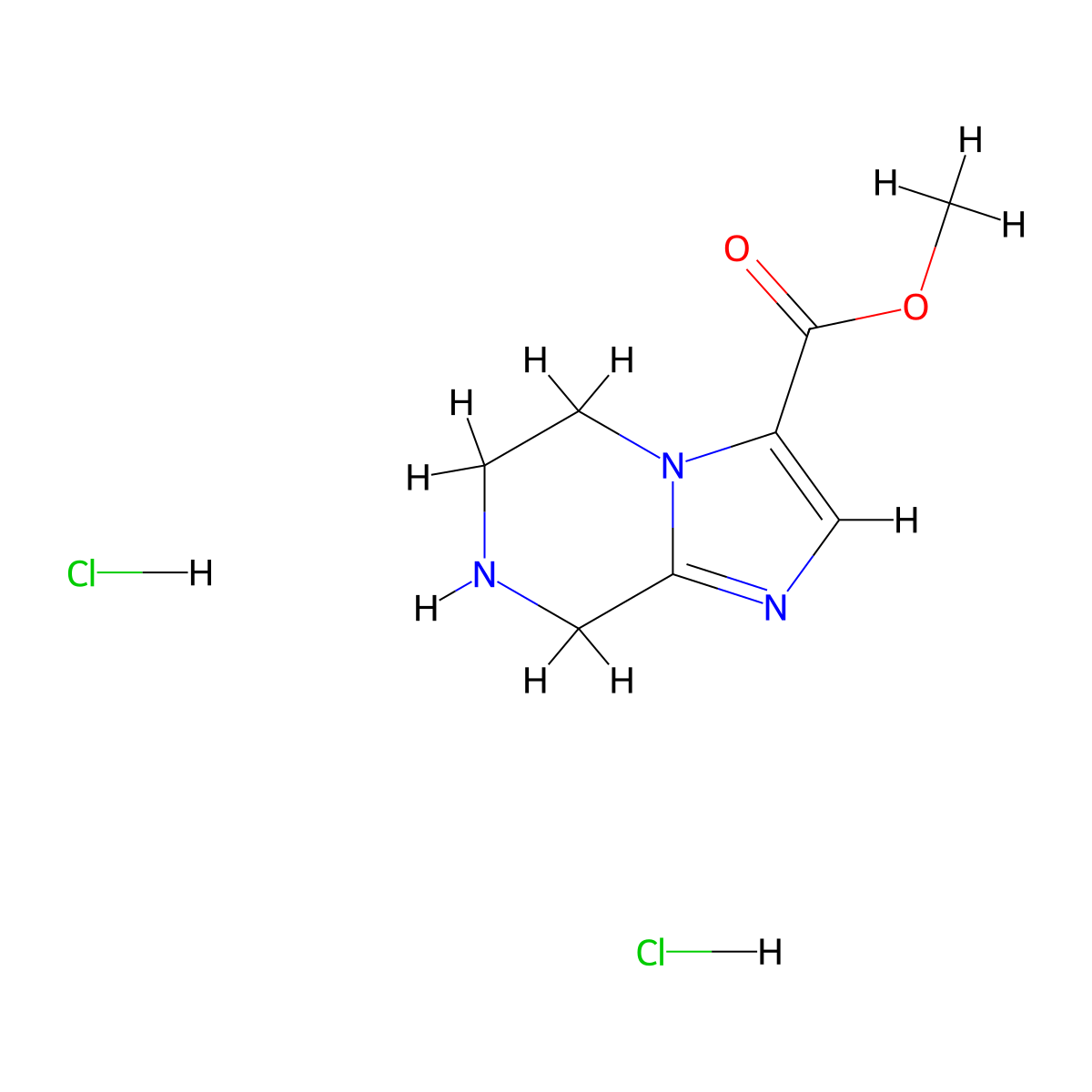 methyl 5H,6H,7H,8H-imidazo(1,2-a)pyrazine-3-carboxylate dihydrochloride molecular structure, CAS 2470436-16-7