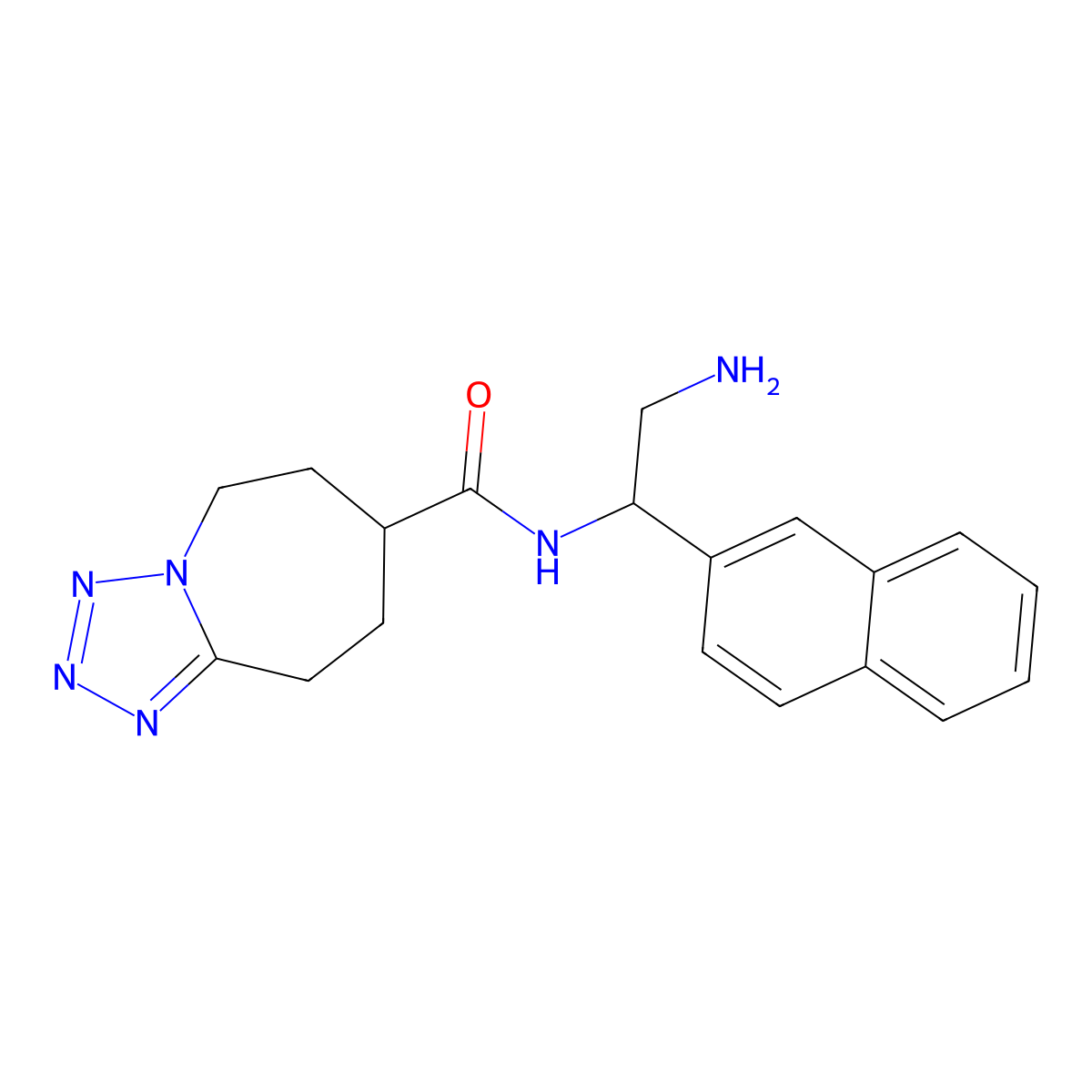 N-[2-amino-1-(naphthalen-2-yl)ethyl]-5H,6H,7H,8H,9H-[1,2,3,4]tetrazolo[1,5-a]azepine-7-carboxamide molecular structure, CAS 2470436-30-5