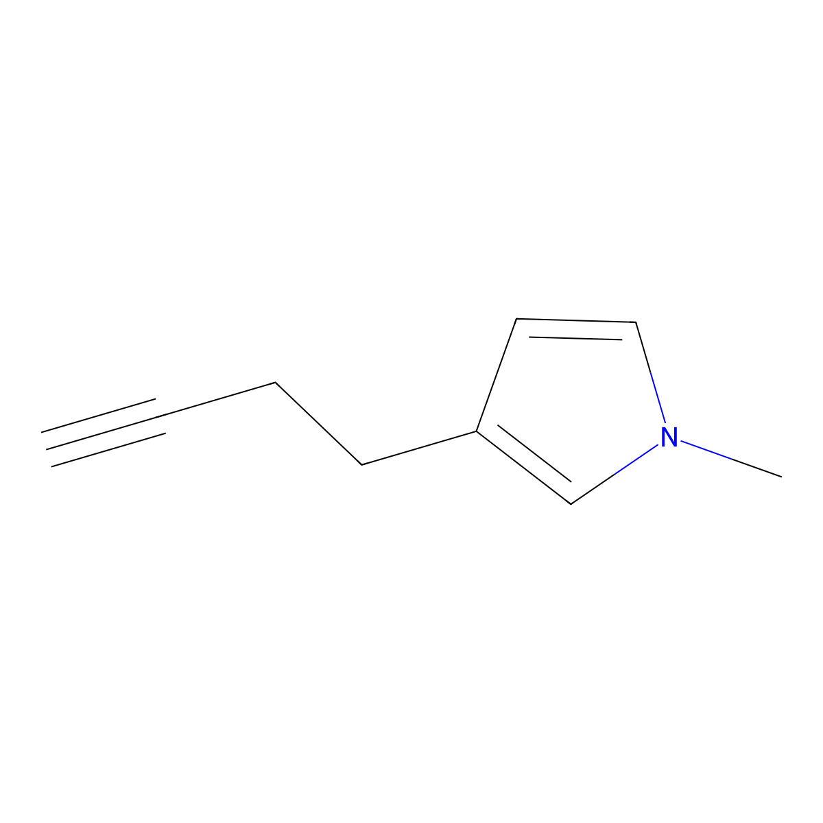 3-(but-3-yn-1-yl)-1-methyl-1H-pyrrole molecular structure, CAS 2470436-37-2