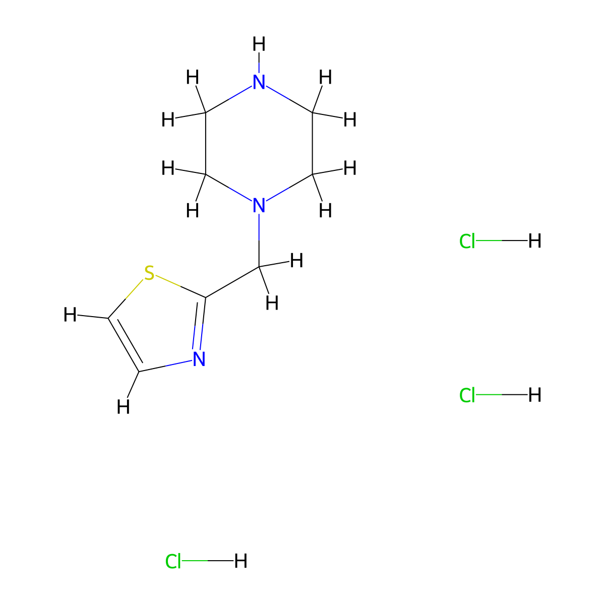 2-(Piperazin-1-ylmethyl)thiazole trihydrochloride molecular structure, CAS 2470436-38-3