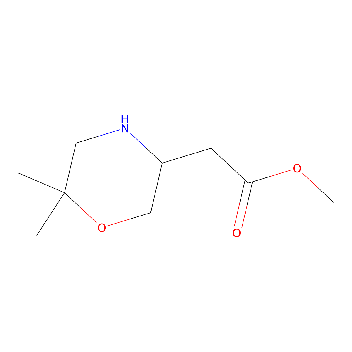 Methyl 2-(6,6-dimethylmorpholin-3-yl)acetate molecular structure, CAS 2470436-52-1