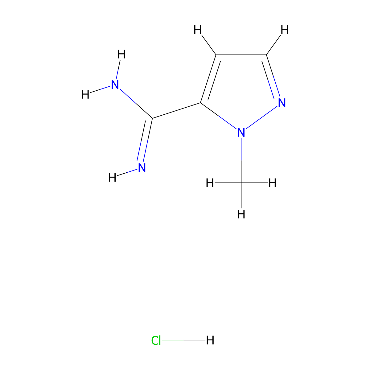 1-methyl-1H-pyrazole-5-carboximidamide hydrochloride molecular structure, CAS 2470436-65-6
