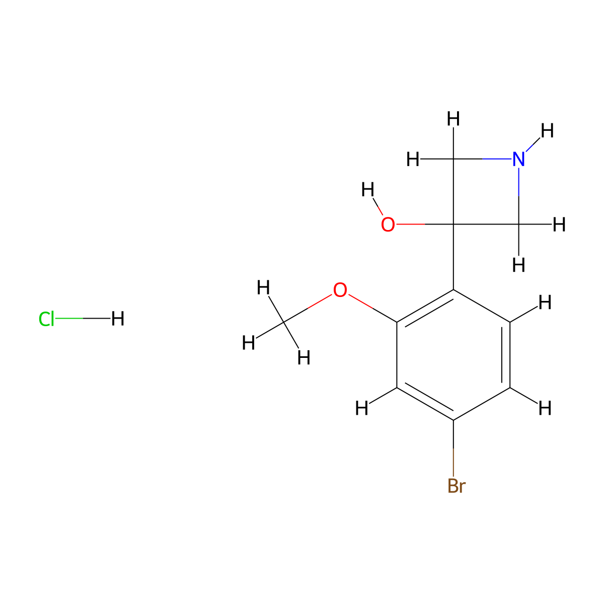 3-(4-Bromo-2-methoxyphenyl)azetidin-3-ol hydrochloride molecular structure, CAS 2470436-76-9
