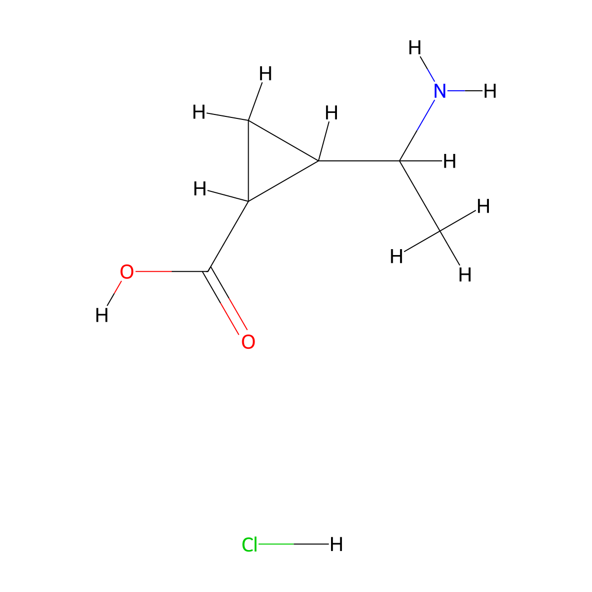 2-(1-Aminoethyl)cyclopropane-1-carboxylic acid hydrochloride molecular structure, CAS 2470436-77-0