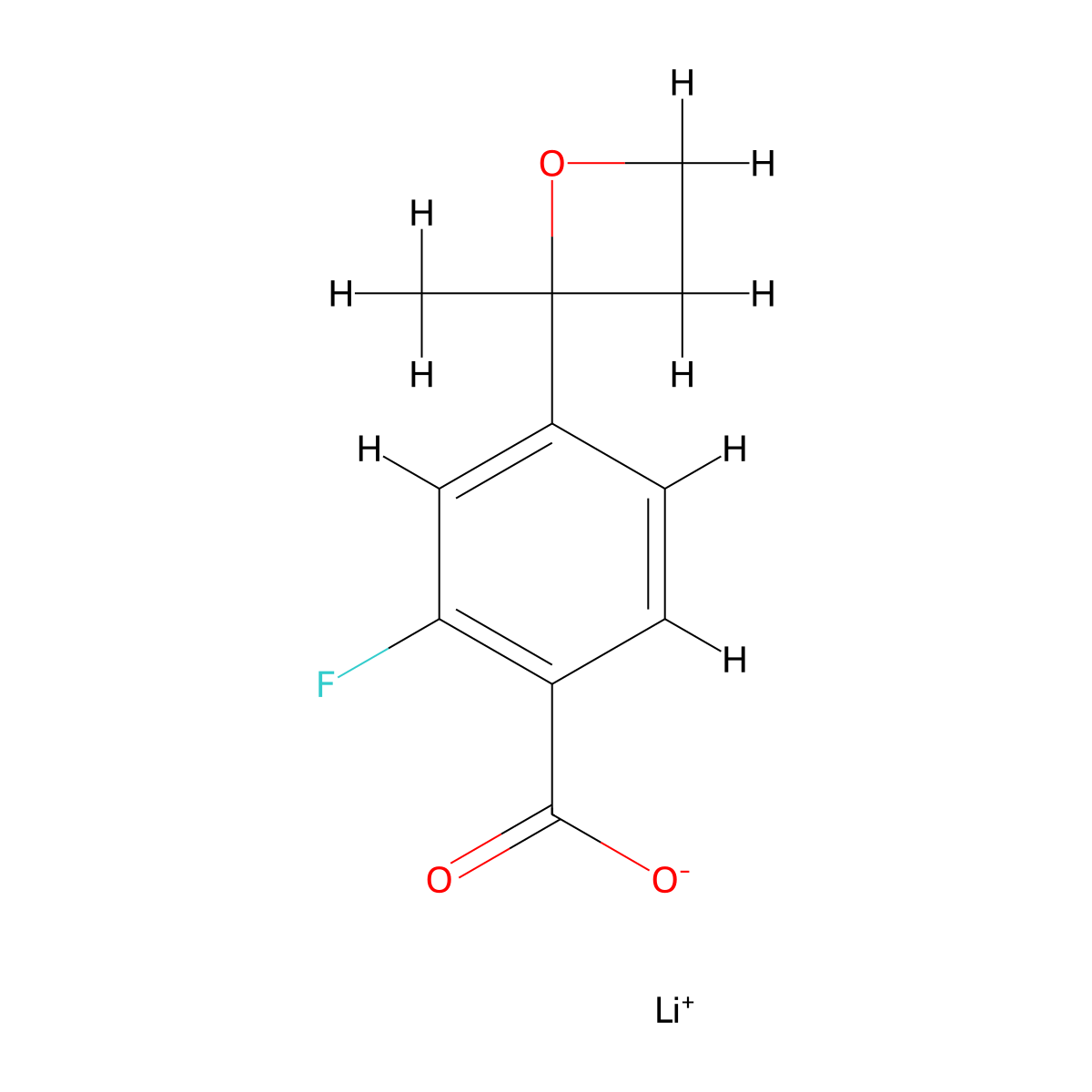 Lithium;2-fluoro-4-(2-methyloxetan-2-yl)benzoate molecular structure, CAS 2470436-81-6