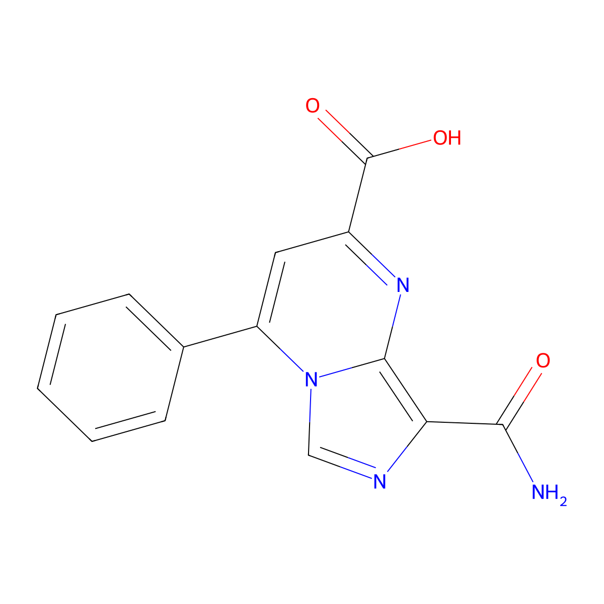 8-Carbamoyl-4-phenylimidazo[1,5-a]pyrimidine-2-carboxylic acid molecular structure, CAS 2470436-85-0
