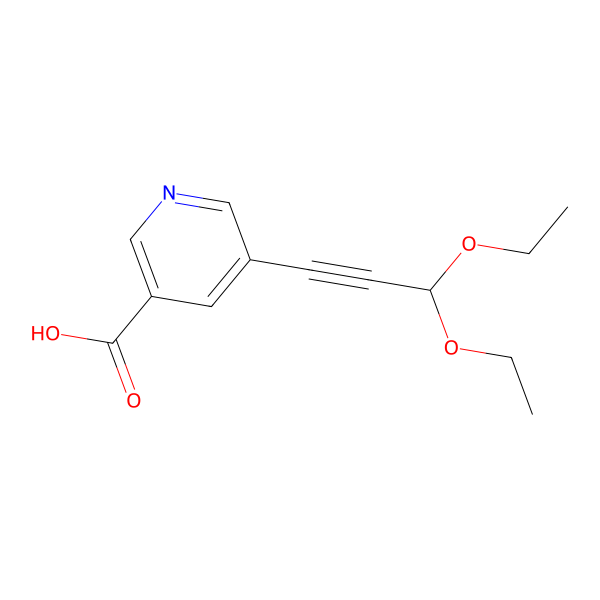 5-(3,3-Diethoxyprop-1-yn-1-yl)pyridine-3-carboxylic acid molecular structure, CAS 2470436-88-3