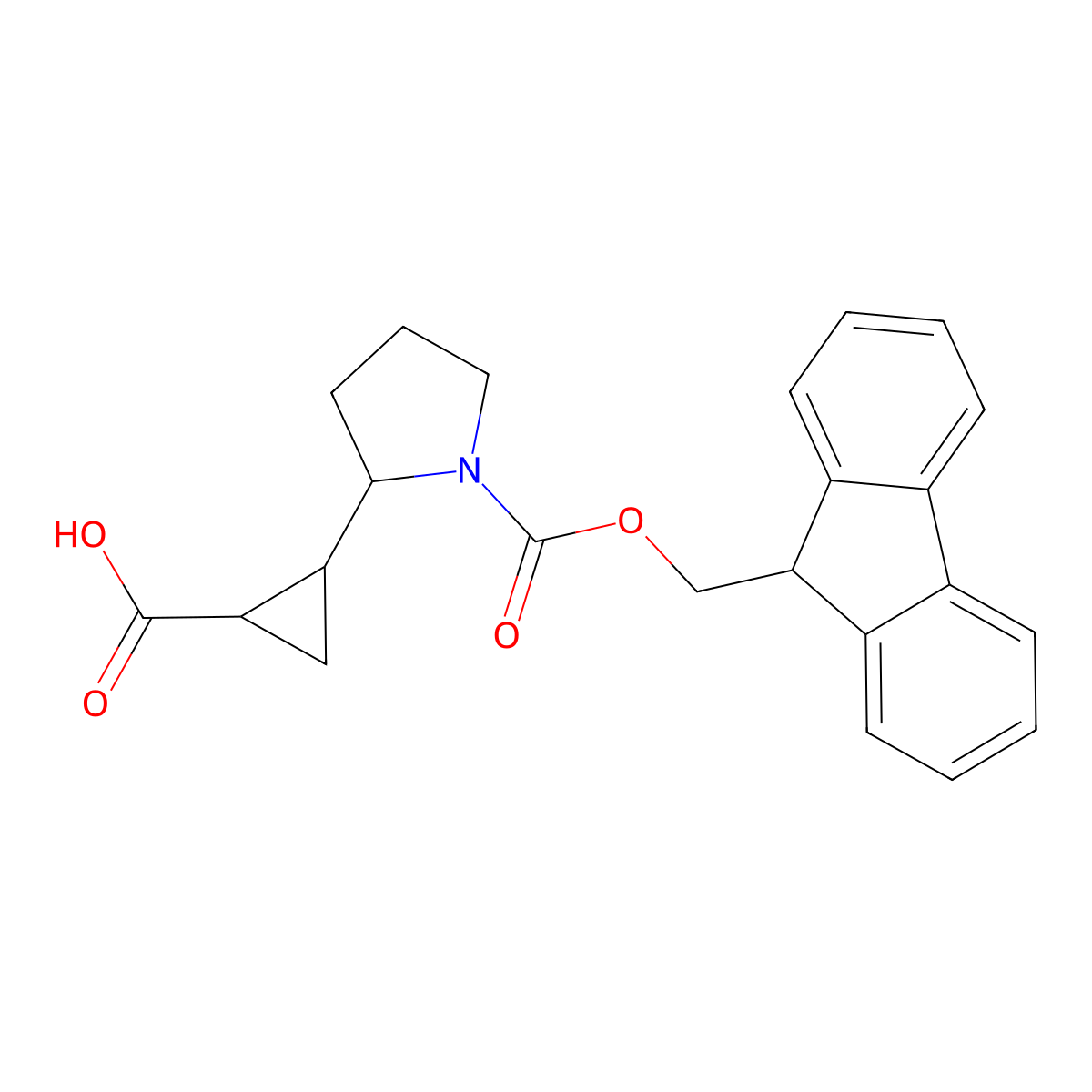 2-(1-{[(9H-fluoren-9-yl)methoxy]carbonyl}pyrrolidin-2-yl)cyclopropane-1-carboxylic acid molecular structure, CAS 2470436-91-8