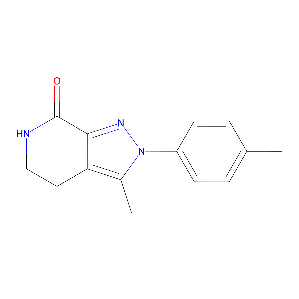 3,4-dimethyl-2-(4-methylphenyl)-2H,4H,5H,6H,7H-pyrazolo[3,4-c]pyridin-7-one molecular structure, CAS 2470436-93-0