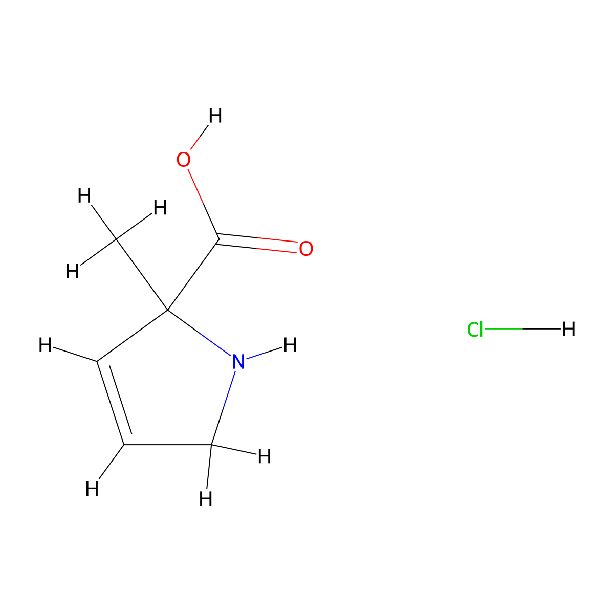 2-methyl-2,5-dihydro-1H-pyrrole-2-carboxylic acid hydrochloride molecular structure, CAS 2470436-97-4