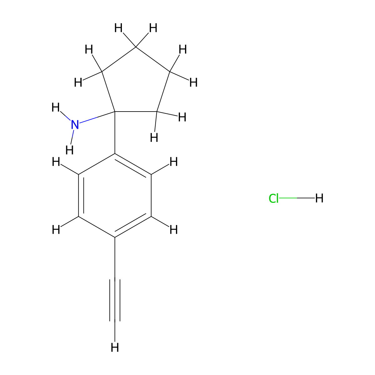 1-(4-Ethynylphenyl)cyclopentan-1-amine hydrochloride molecular structure, CAS 2470437-06-8