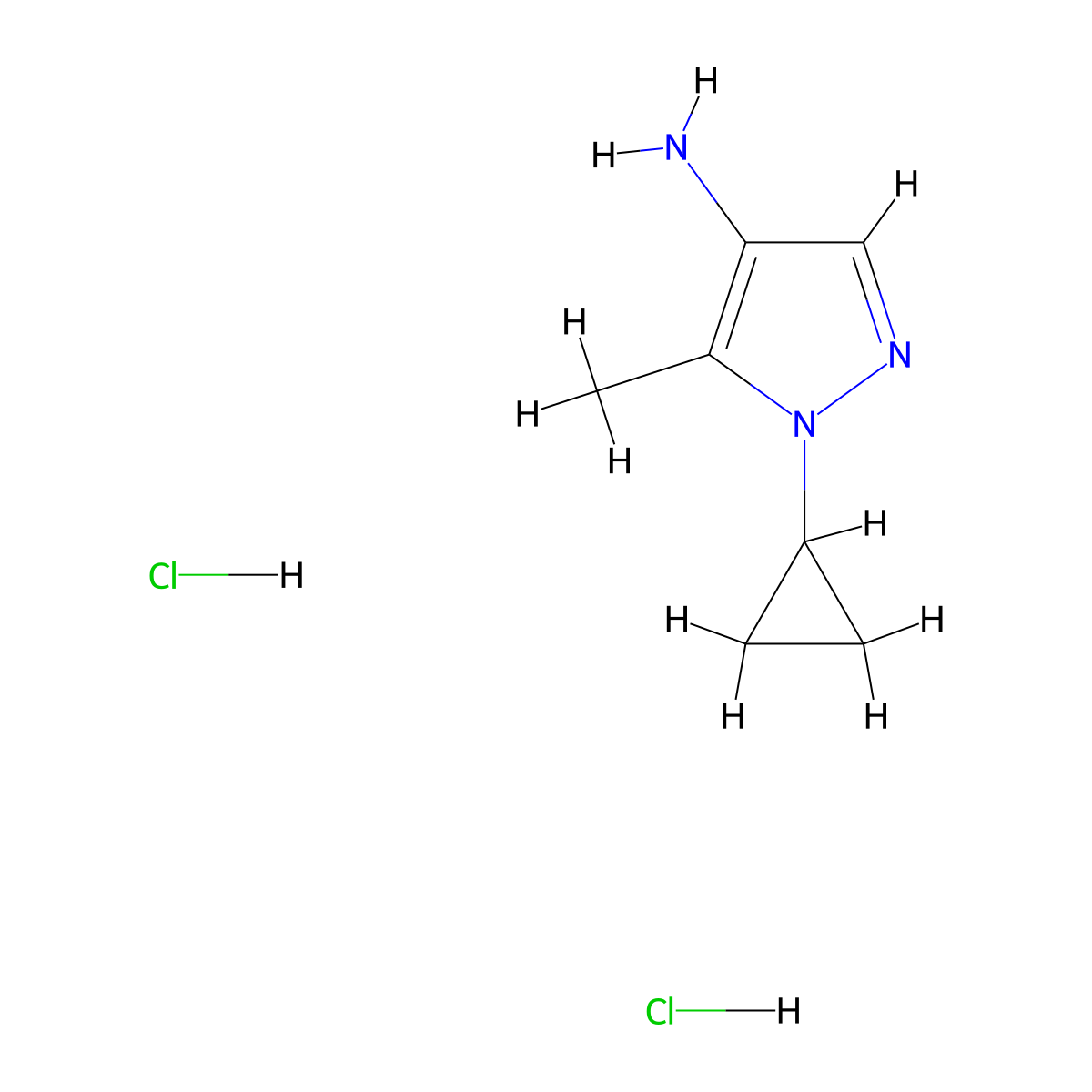 1-Cyclopropyl-5-methyl-1H-pyrazol-4-amine dihydrochloride molecular structure, CAS 2470437-22-8