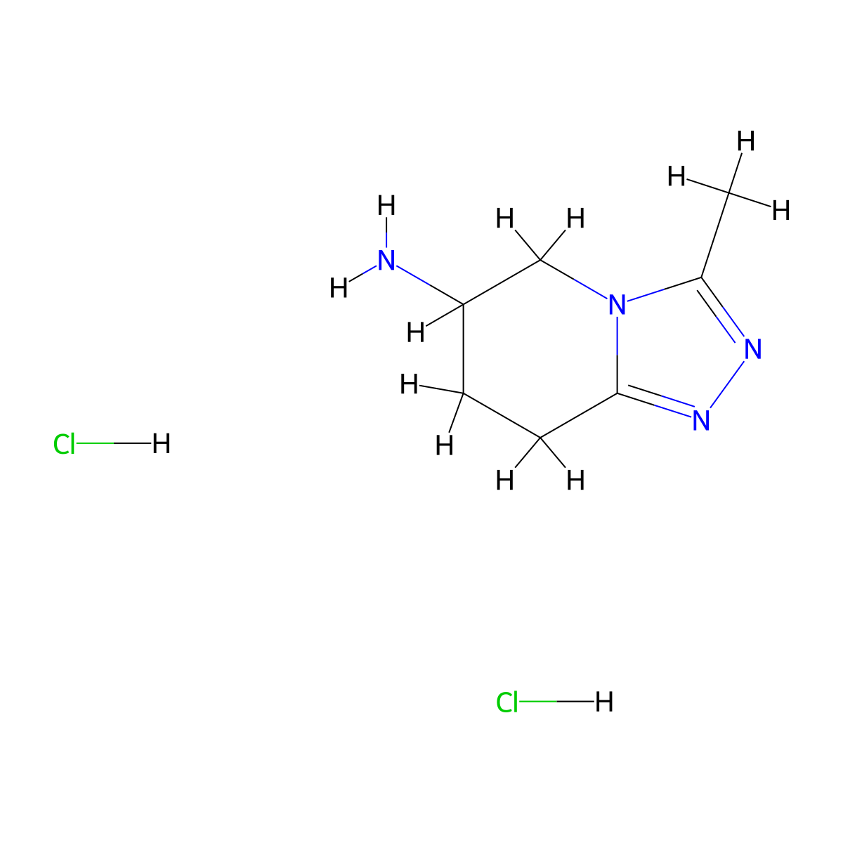 3-methyl-5H,6H,7H,8H-[1,2,4]triazolo[4,3-a]pyridin-6-amine dihydrochloride molecular structure, CAS 2470437-25-1