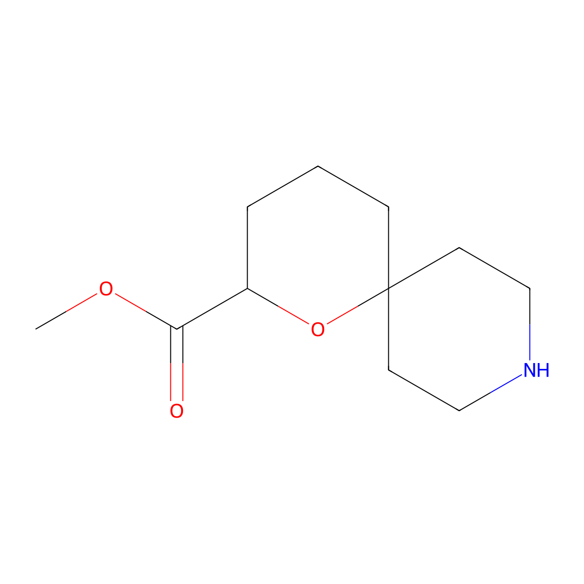 Methyl 1-oxa-9-azaspiro[5.5]undecane-2-carboxylate molecular structure, CAS 2470437-32-0