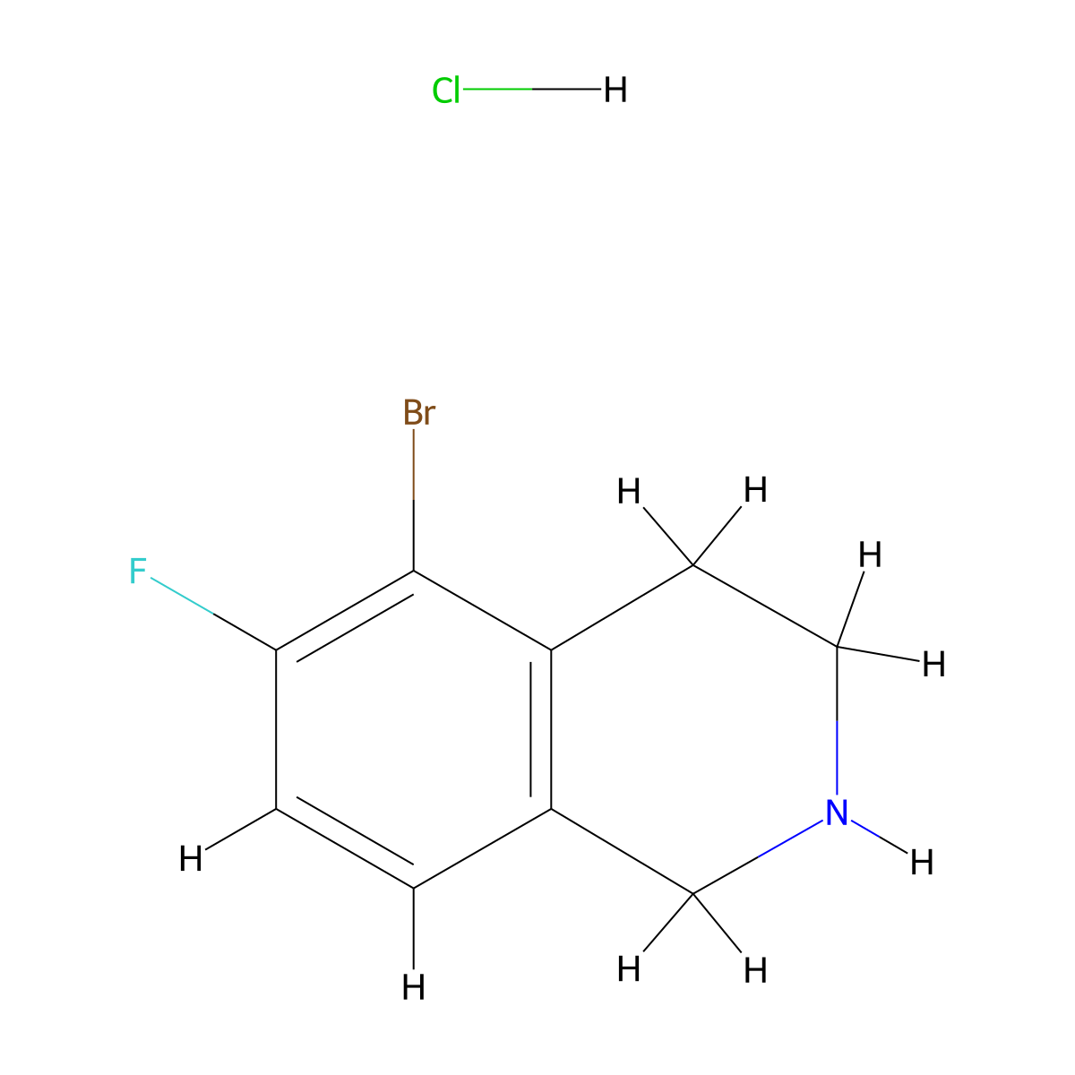 5-Bromo-6-fluoro-1,2,3,4-tetrahydroisoquinolinehydrochloride molecular structure, CAS 2470437-36-4