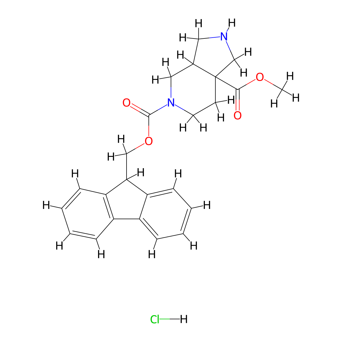 5-(9H-fluoren-9-yl)methyl7a-methyloctahydro-1H-pyrrolo[3,4-c]pyridine-5,7a-dicarboxylatehydrochloride molecular structure, CAS 2470437-47-7