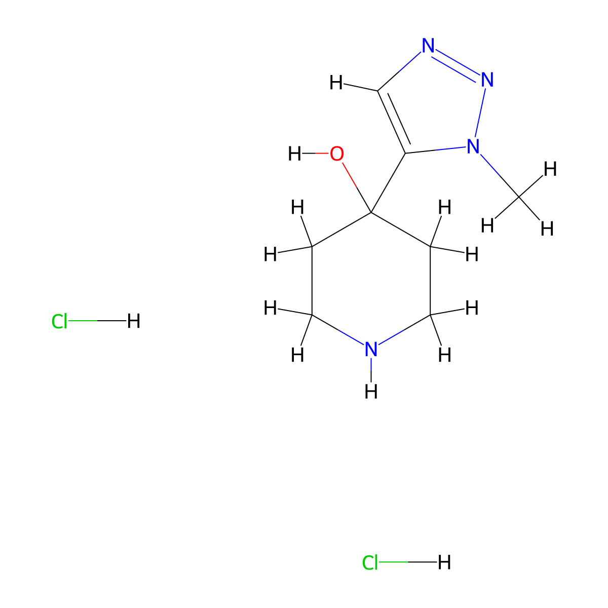 4-(3-Methyltriazol-4-yl)piperidin-4-ol;dihydrochloride molecular structure, CAS 2470437-48-8