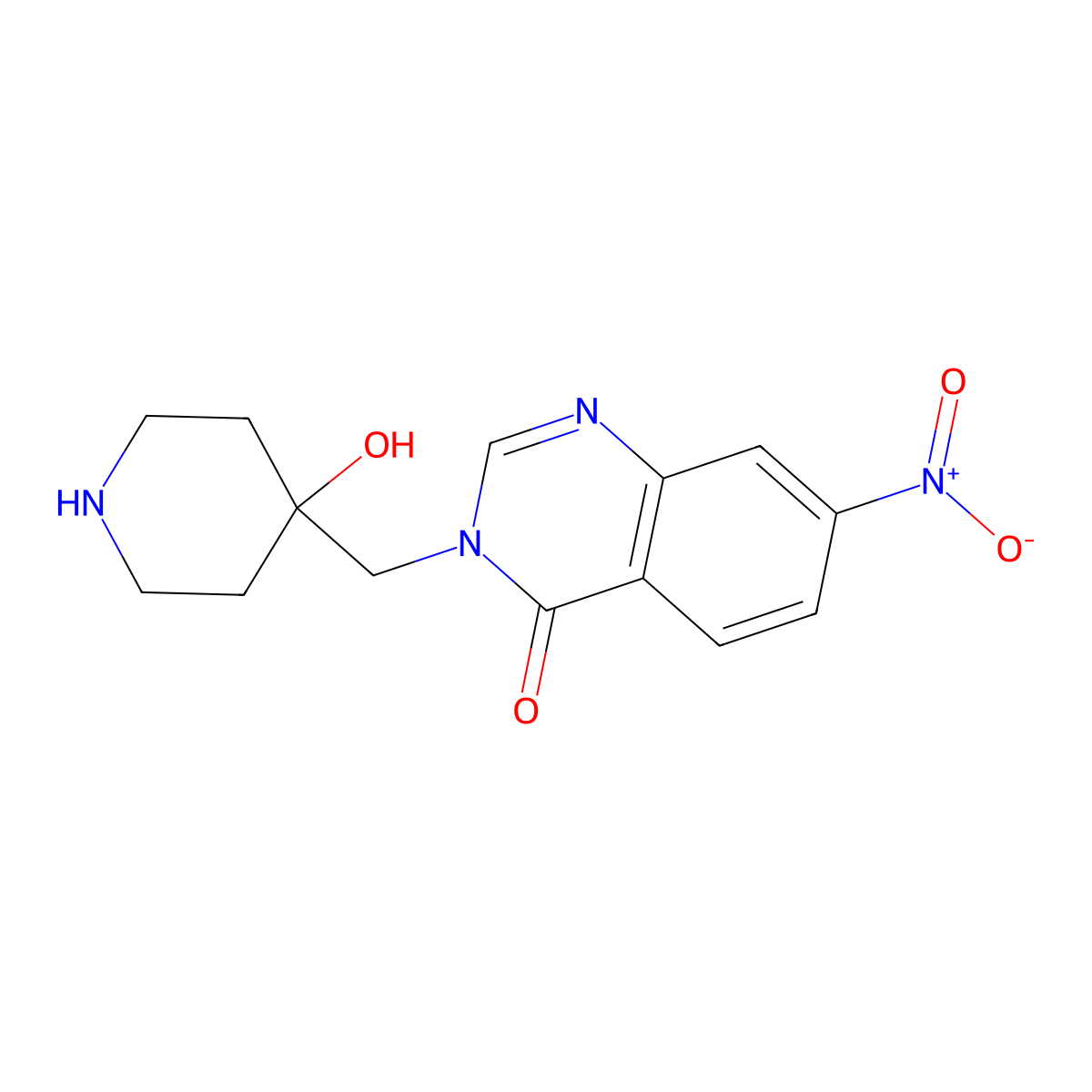 3-[(4-Hydroxypiperidin-4-yl)methyl]-7-nitro-3,4-dihydroquinazolin-4-one molecular structure, CAS 2470437-52-4