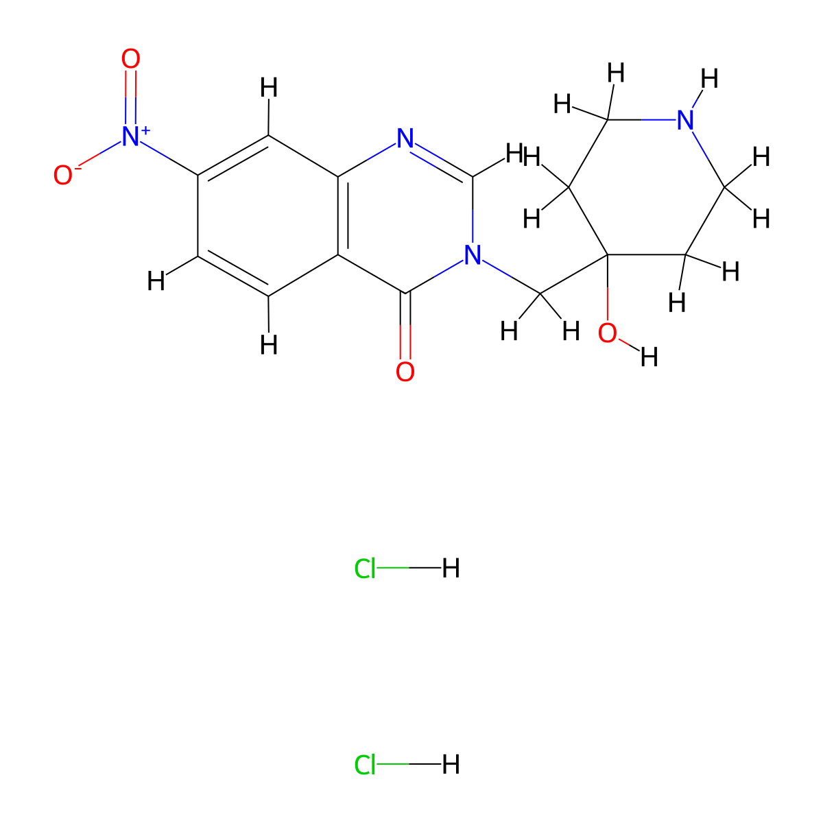 3-[(4-Hydroxypiperidin-4-yl)methyl]-7-nitroquinazolin-4-one;dihydrochloride molecular structure, CAS 2470437-53-5