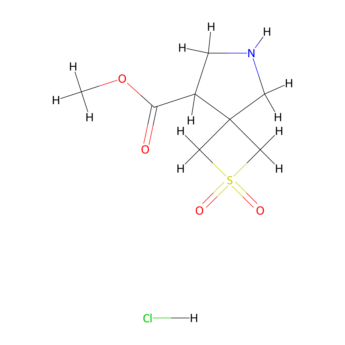 Methyl 2,2-dioxo-2lambda6-thia-6-azaspiro[3.4]octane-8-carboxylate hydrochloride molecular structure, CAS 2470437-55-7