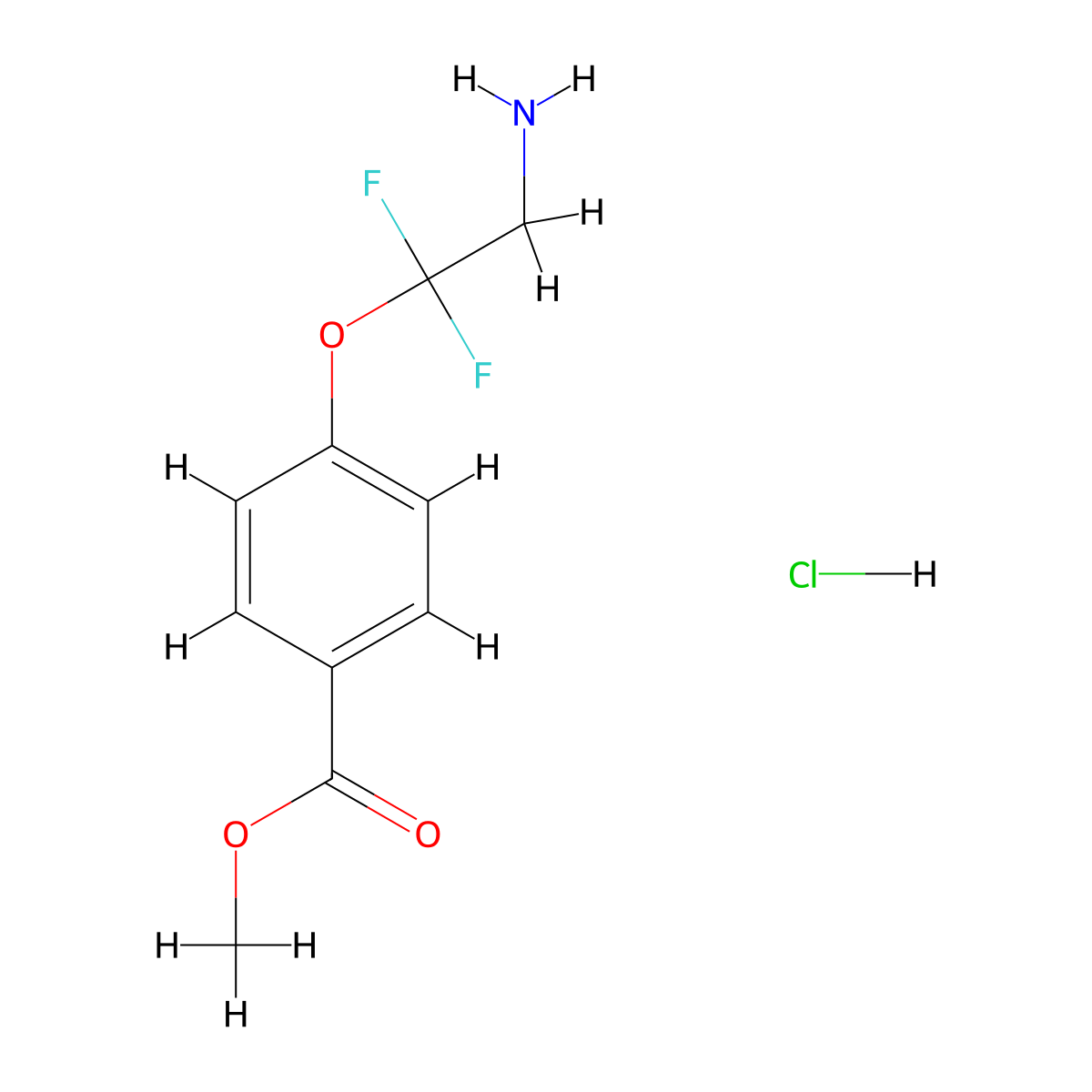 Methyl4-(2-amino-1,1-difluoroethoxy)benzoatehydrochloride molecular structure, CAS 2470437-63-7