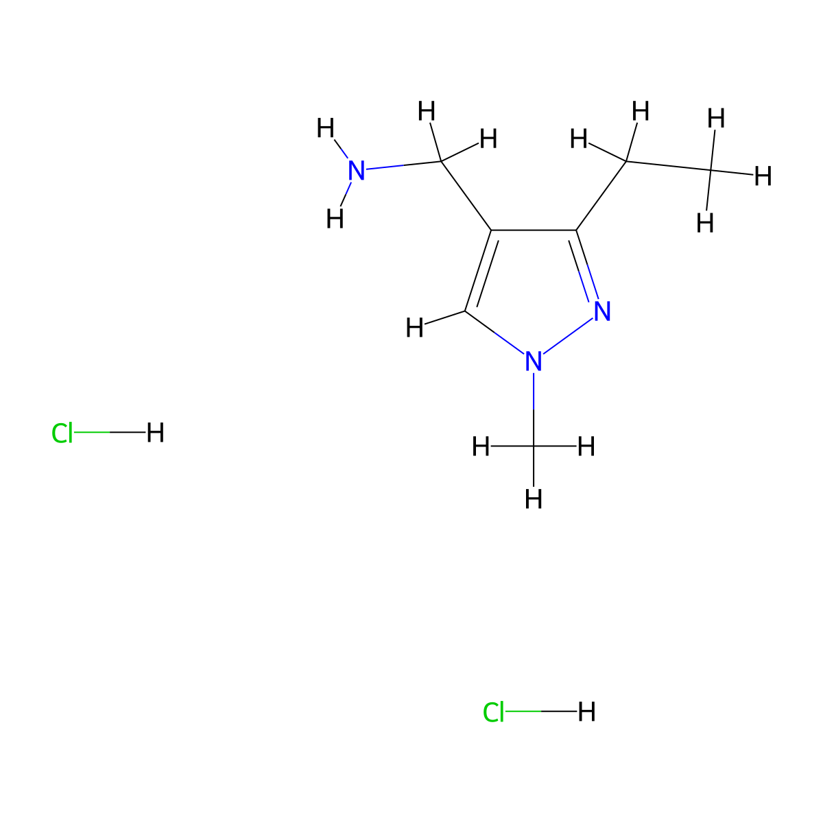 1-(3-ethyl-1-methyl-1H-pyrazol-4-yl)methanamine dihydrochloride molecular structure, CAS 2470437-64-8