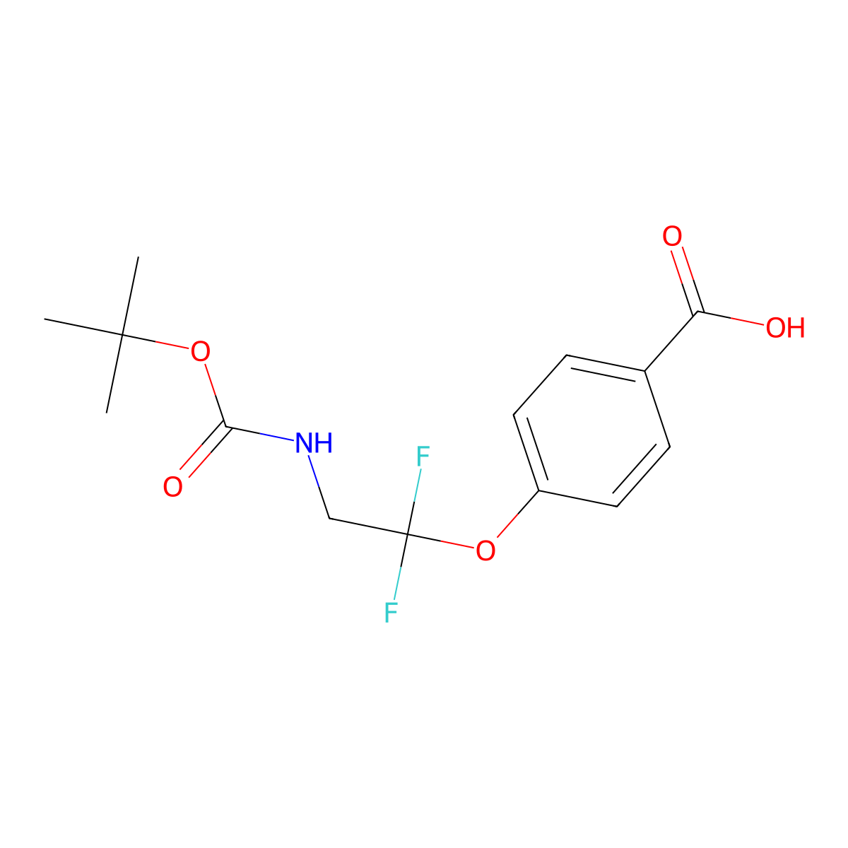 4-(2-(((Tert-butoxy)carbonyl)amino)-1,1-difluoroethoxy)benzoic acid molecular structure, CAS 2470437-65-9