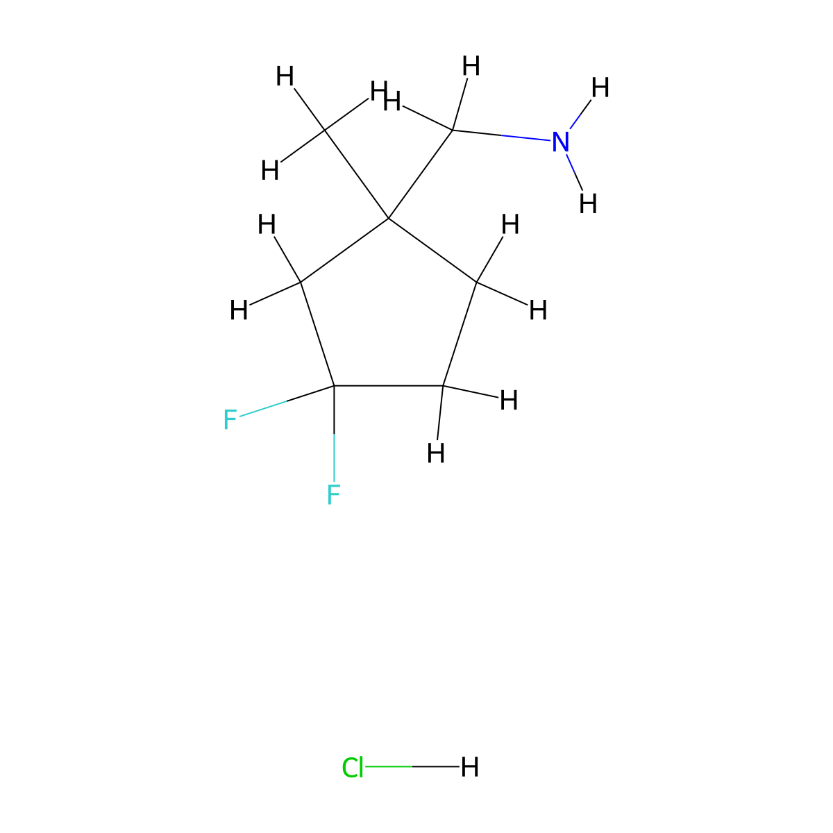 (3,3-Difluoro-1-methylcyclopentyl)methanamine;hydrochloride molecular structure, CAS 2470437-69-3