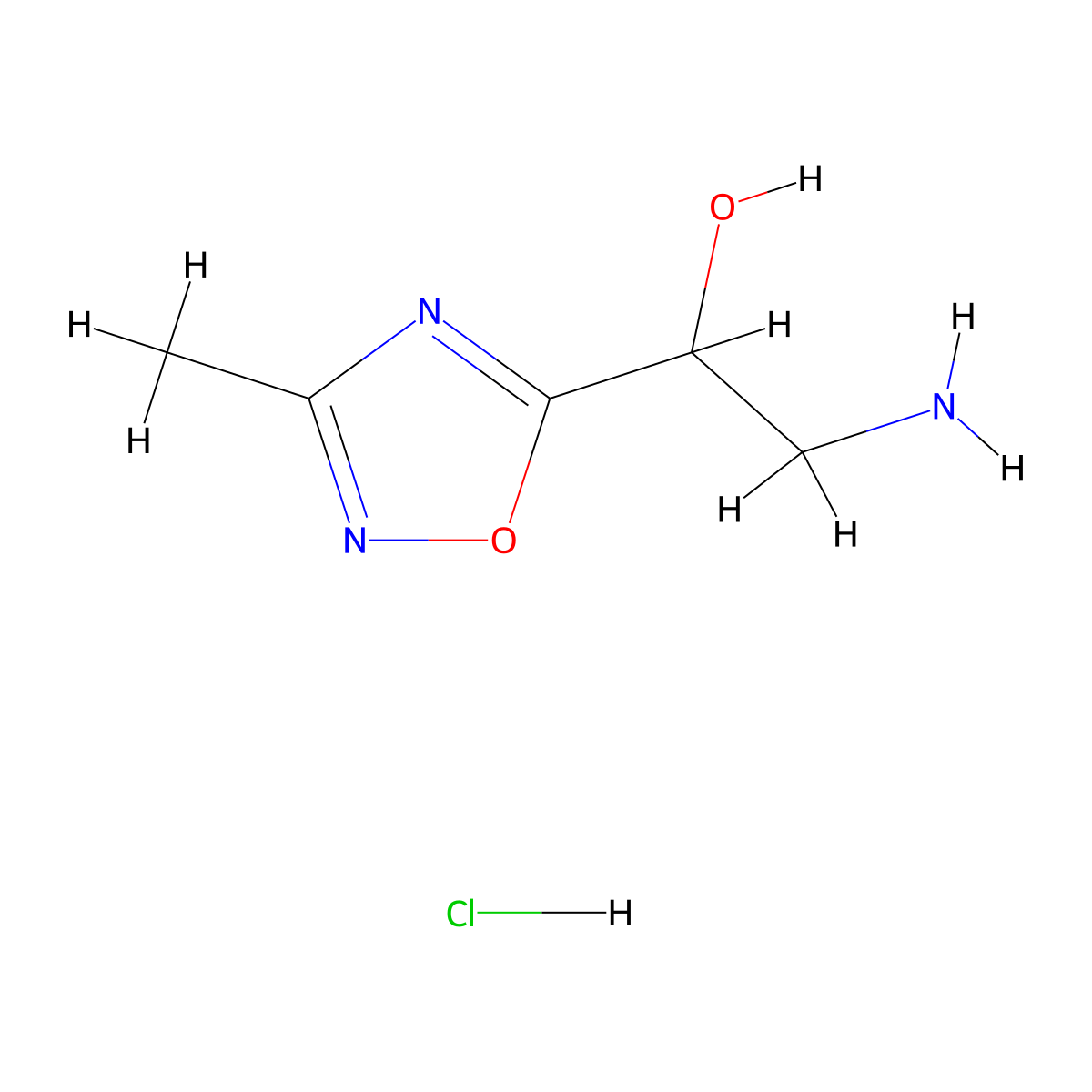 2-Amino-1-(3-methyl-1,2,4-oxadiazol-5-yl)ethan-1-ol hydrochloride molecular structure, CAS 2470437-78-4