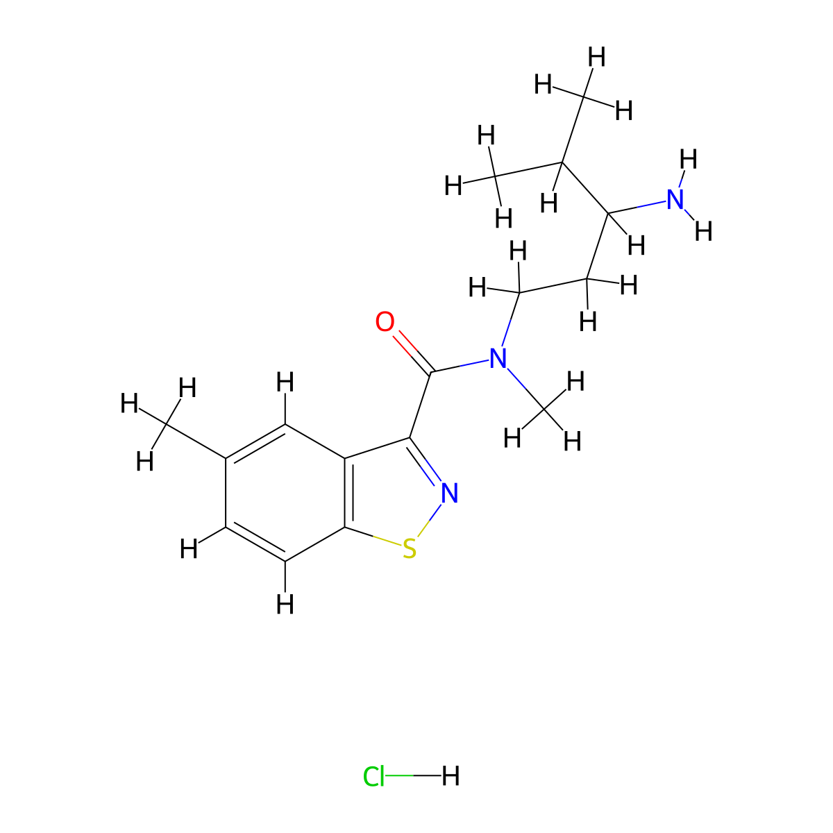N-(3-amino-4-methylpentyl)-N,5-dimethyl-1,2-benzothiazole-3-carboxamide hydrochloride molecular structure, CAS 2470437-82-0