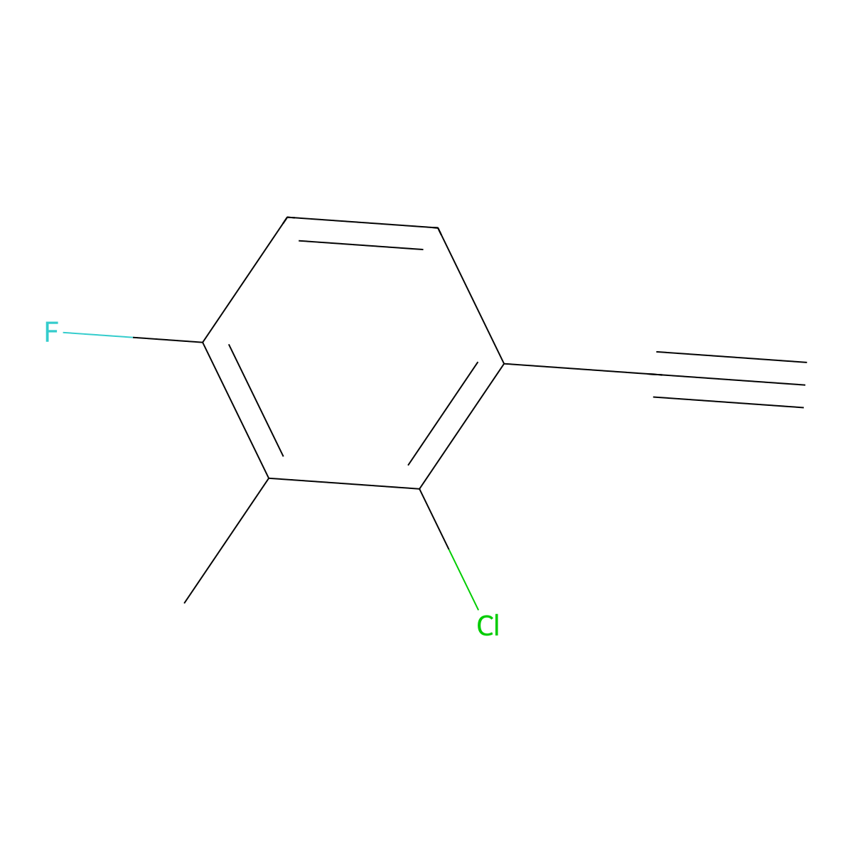 2-Chloro-1-ethynyl-4-fluoro-3-methylbenzene molecular structure, CAS 2470437-90-0
