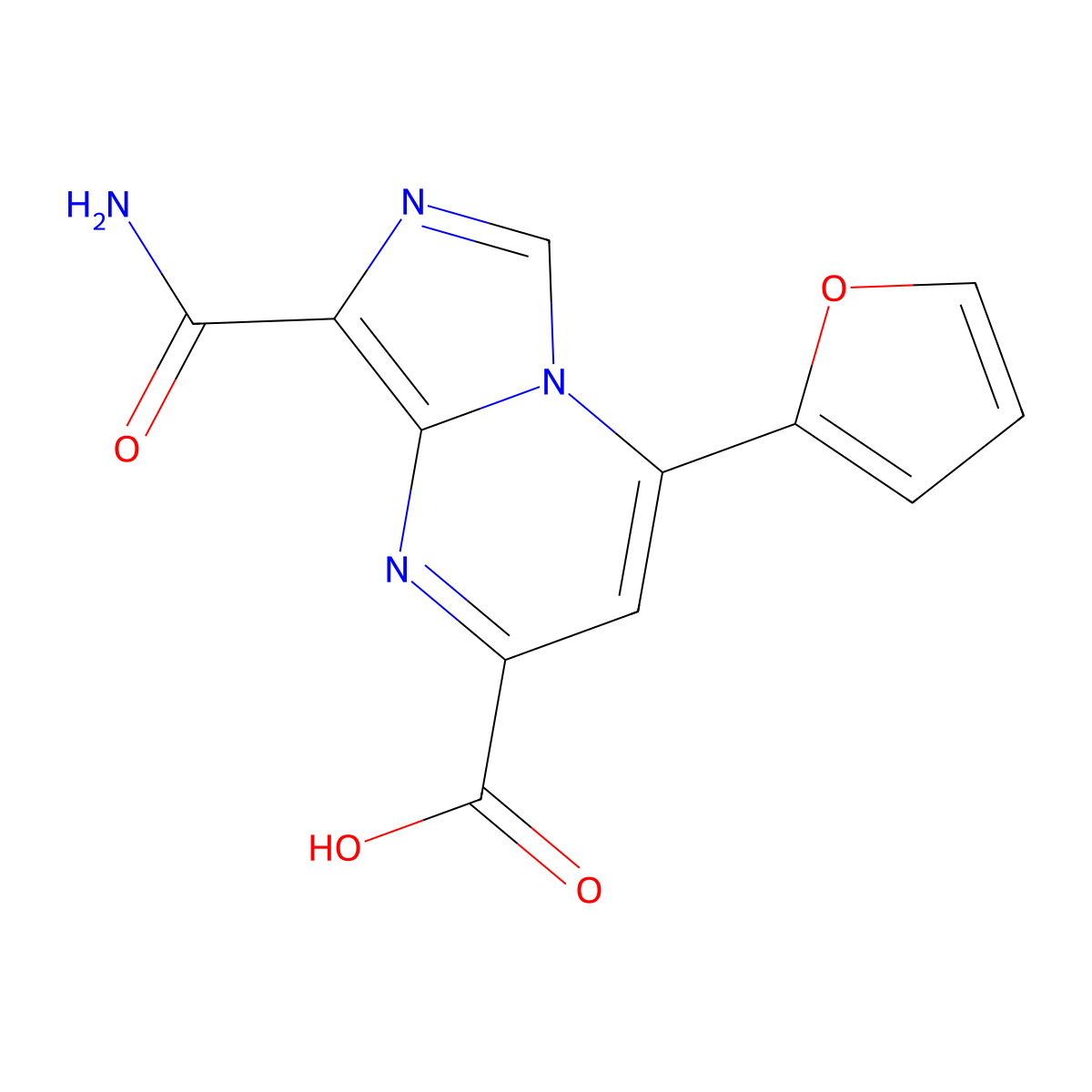 8-Carbamoyl-4-(furan-2-yl)imidazo[1,5-a]pyrimidine-2-carboxylic acid molecular structure, CAS 2470437-91-1