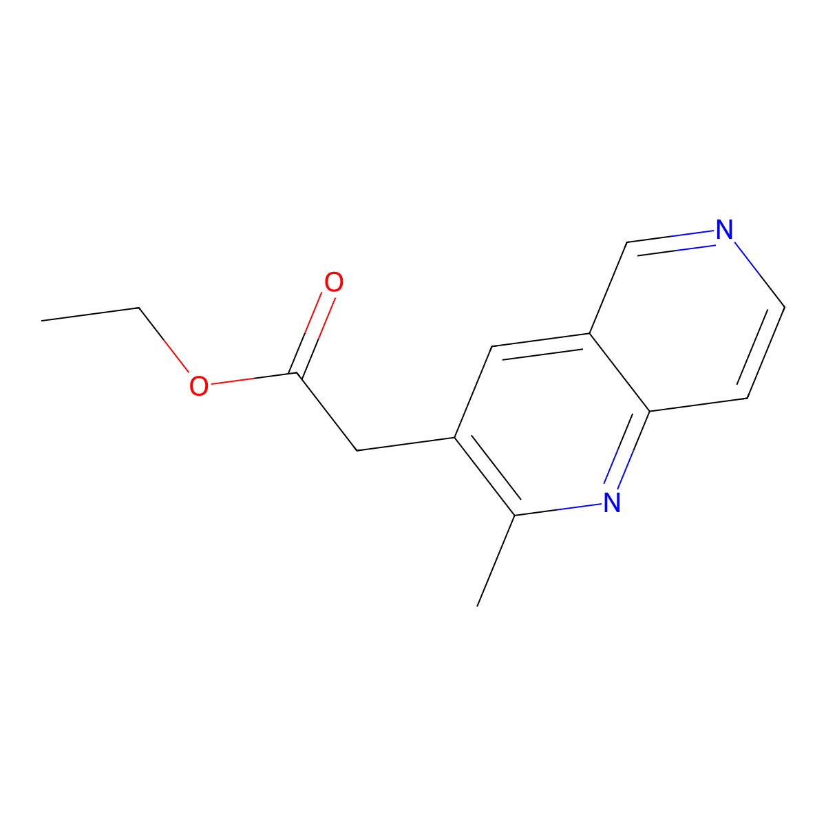 Ethyl 2-(2-methyl-1,6-naphthyridin-3-yl)acetate molecular structure, CAS 2470437-92-2
