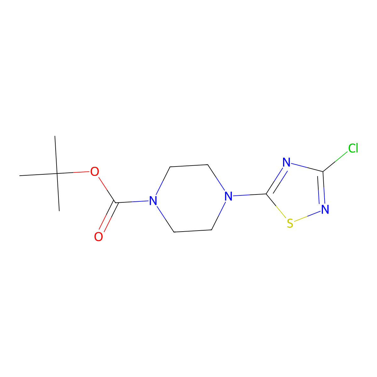 tert-Butyl 4-(3-chloro-1,2,4-thiadiazol-5-yl)piperazine-1-carboxylate molecular structure, CAS 2470438-02-7