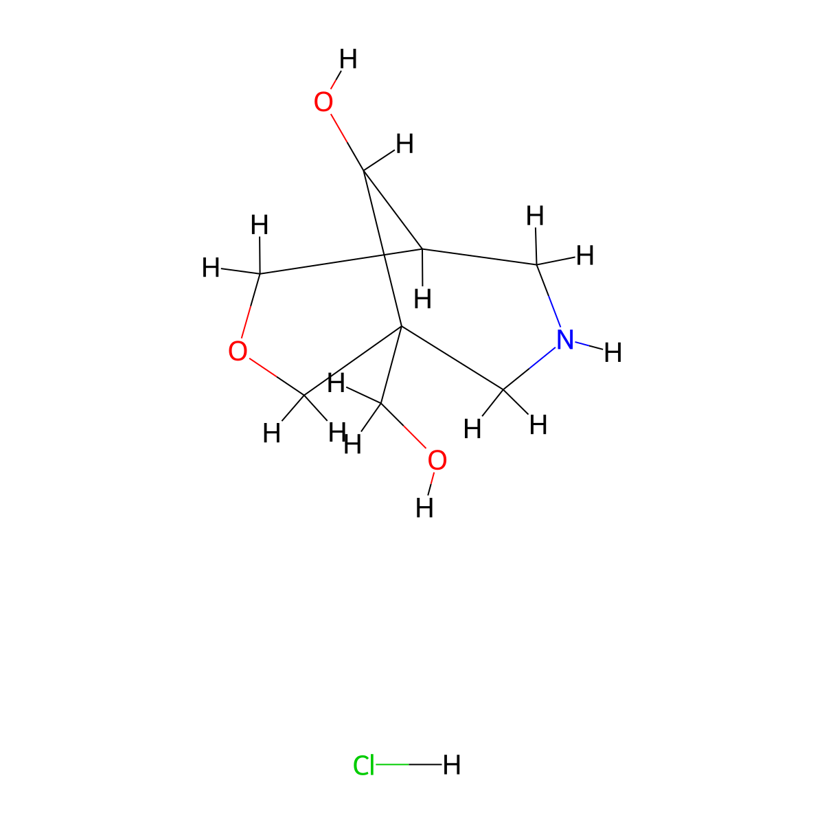 1-(Hydroxymethyl)-3-oxa-7-azabicyclo[3.3.1]nonan-9-ol hydrochloride molecular structure, CAS 2470438-06-1