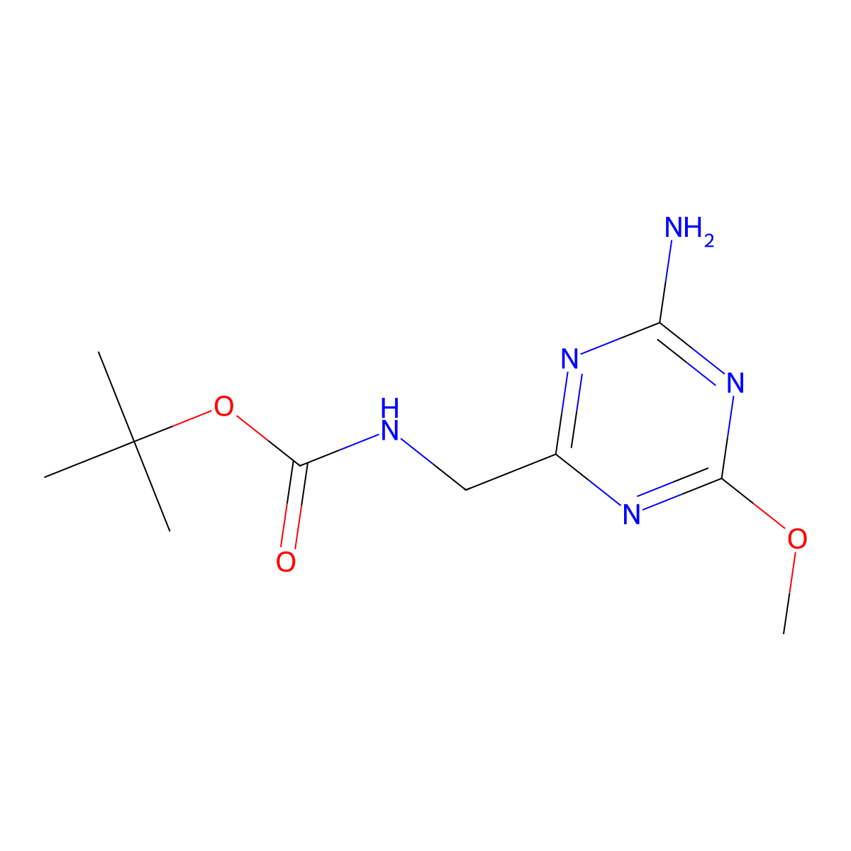 Tert-butyl N-[(4-amino-6-methoxy-1,3,5-triazin-2-yl)methyl]carbamate molecular structure, CAS 2470438-09-4