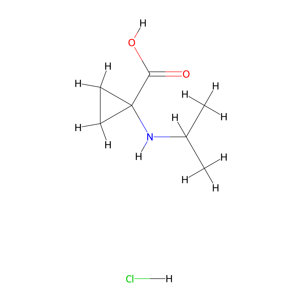 1-[(Propan-2-yl)amino]cyclopropane-1-carboxylicacidhydrochloride molecular structure, CAS 2470438-19-6