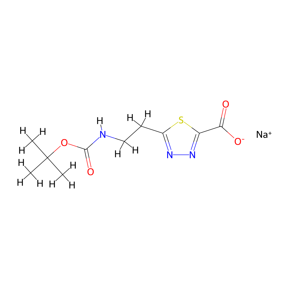 Sodium5-(2-{[(tert-butoxy)carbonyl]amino}ethyl)-1,3,4-thiadiazole-2-carboxylate molecular structure, CAS 2470438-22-1