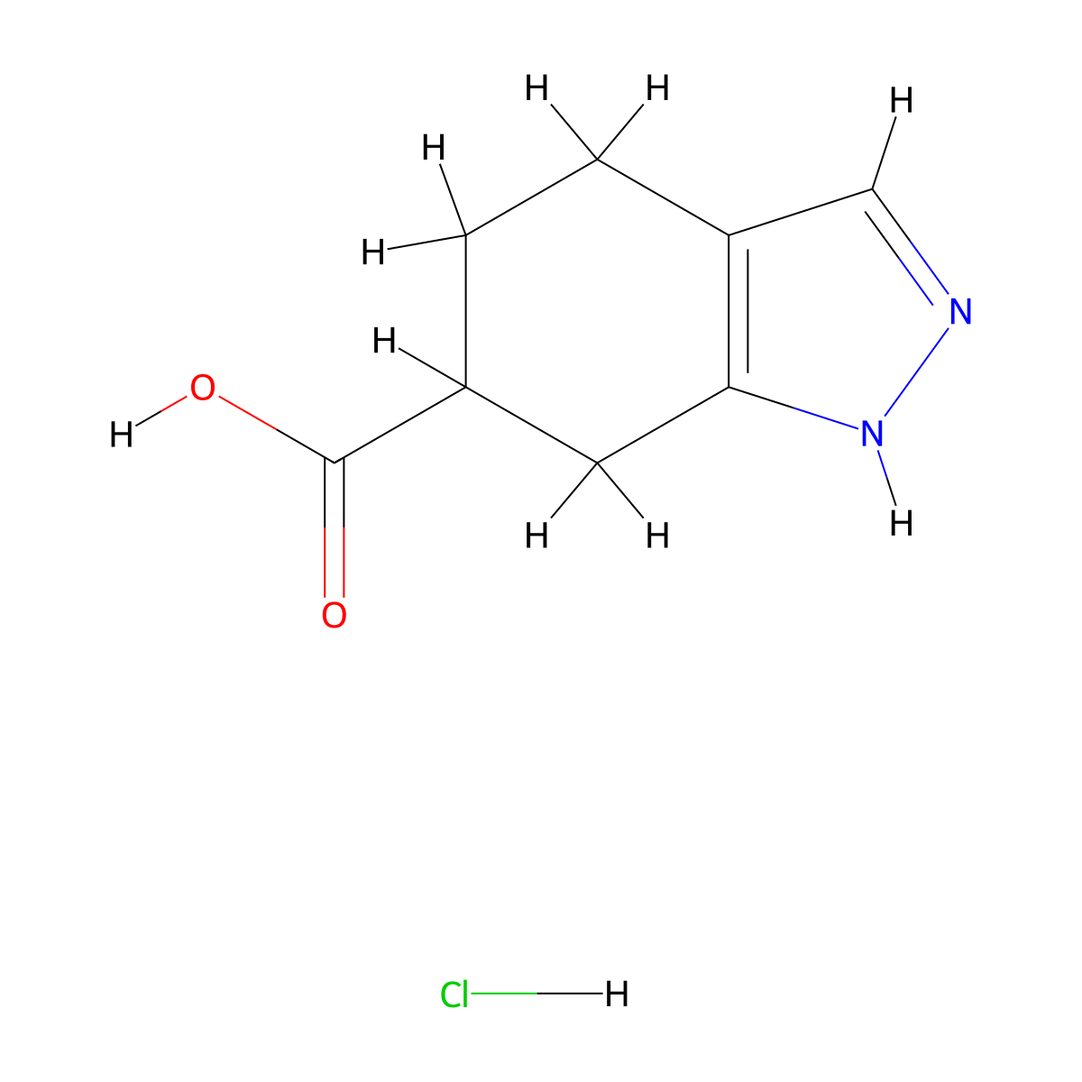 4,5,6,7-tetrahydro-1H-indazole-6-carboxylic acid hydrochloride molecular structure, CAS 2470438-35-6