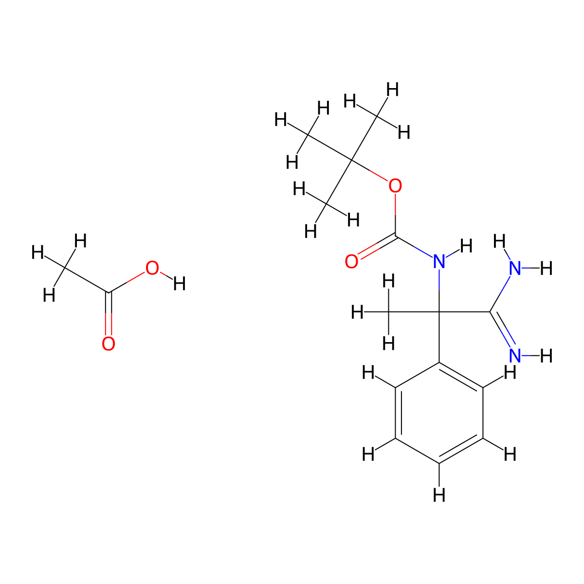 acetic acid; tert-butyl N-(1-carbamimidoyl-1-phenylethyl)carbamate molecular structure, CAS 2470438-41-4